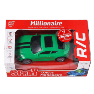 Pick Nick Toys Millionaire Spray RC Sports Car with Headlights – 7 Function Remote Control Car (Green)