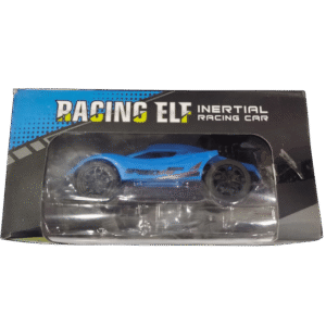 Racing Elf Inertial Racing Car – Friction Powered Sports Car Toy for Kids (Blue)