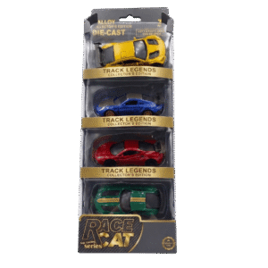 Track Legends Collector’s Edition Die-Cast Race Car Set – 4 Piece Alloy Sports Car Pack