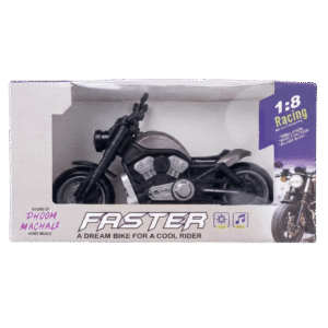 Faster 1:8 Racing Die-Cast Motorcycle with Light & Sound – Alloy Model Bike (Black)