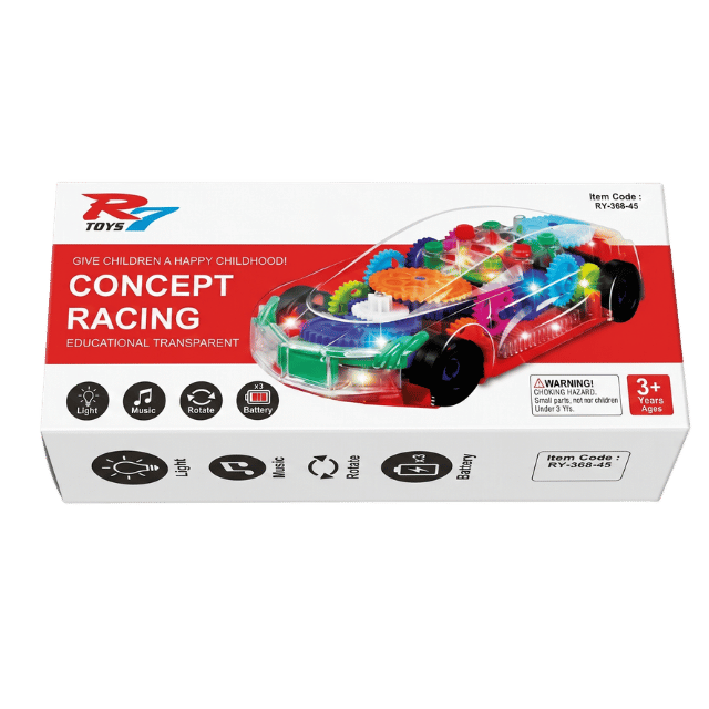 RY TOYS Concept Racing Educational Transparent Car with Light, Music & Rotating Gears (RY-368-45)