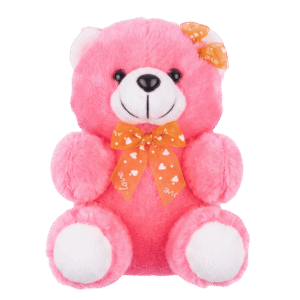 Soft Pink Teddy Bear Plush Toy with Heart Bow – Cute Stuffed Animal Toy