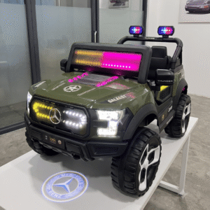 Thunder Galast 4x4 Kids Electric Ride-On Jeep Car with LED Lights, Music & Openable Doors (Army Green)