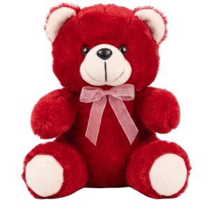Soft Red Teddy Bear Plush Toy with Ribbon Bow – Cute Stuffed Animal Toy