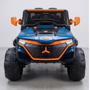 ROXOR Offroad 4x4 Kids Electric Ride-On Jeep Car with LED Lights & Openable Doors (Blue & Orange)