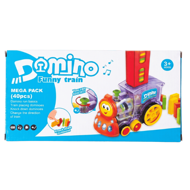 Domino Funny Train Mega Pack (40 Pieces) – Automatic Domino Laying Toy Train for Kids